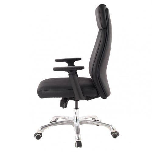 Chaise De Bureau 120 Kg Cuir Véritable Chaise Tournante Avec Appui-tête Noir