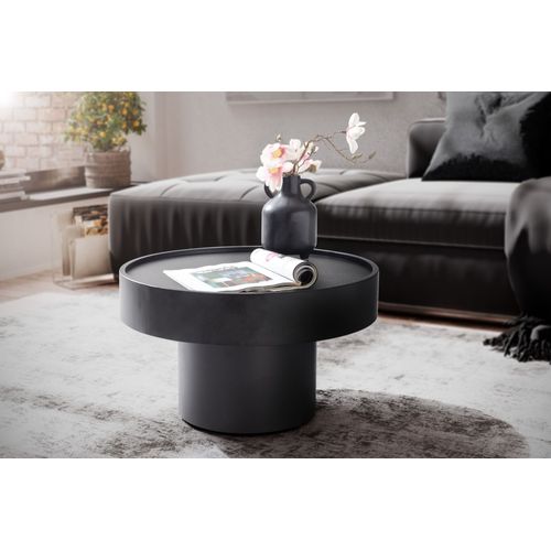 Table Basse De Salon Métal 60x60x36cm Ronde Table De Canapé Noir Moderne