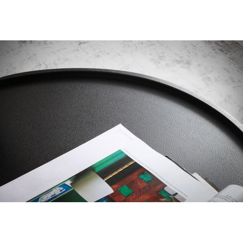 Table Basse De Salon Métal 60x60x36cm Ronde Table De Canapé Noir Moderne