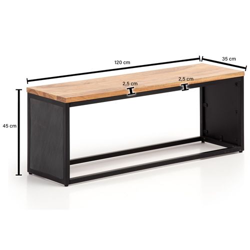 Banc En Aspect Pierre 120 Cm Bois Massif Banc Banquette Couloir Noir