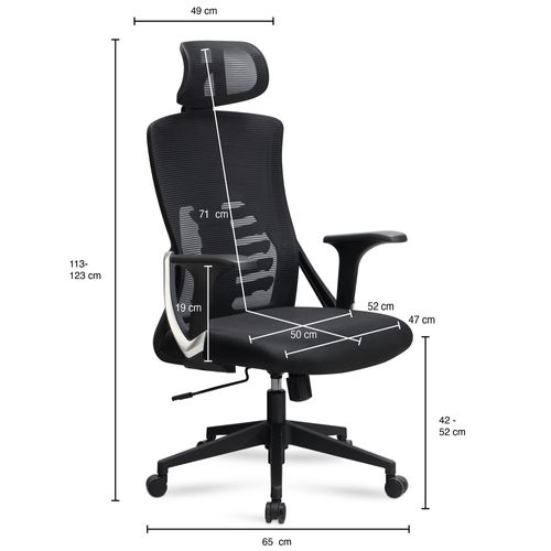Chaise De Bureau Tissu Noir Fauteuil Ergonomique Siège Pivotante 120 Kg