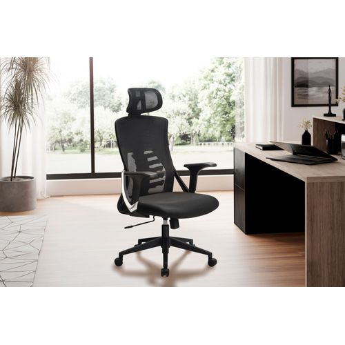 Chaise De Bureau Tissu Noir Fauteuil Ergonomique Siège Pivotante 120 Kg