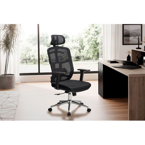 Chaise De Bureau Tissu Noir Fauteuil Ergonomique Siège Pivotante 120 Kg