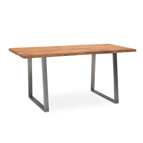 Bureau Bois Massif Acacia Métal Table D’ordinateur Bord Naturel Moderne 200 Cm
