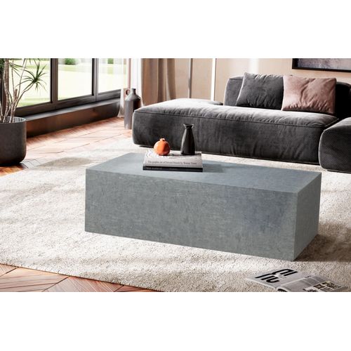 Table Basse Monobloc Aspect Béton Gris Table De Salon Moderne Cube Gris