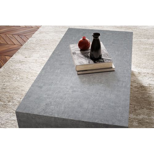 Table Basse Monobloc Aspect Béton Gris Table De Salon Moderne Cube Gris