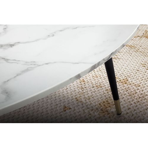 Table Basse 90x60x41 Cm Aspect Marbre Table De Salon Moderne Trépied Blanc