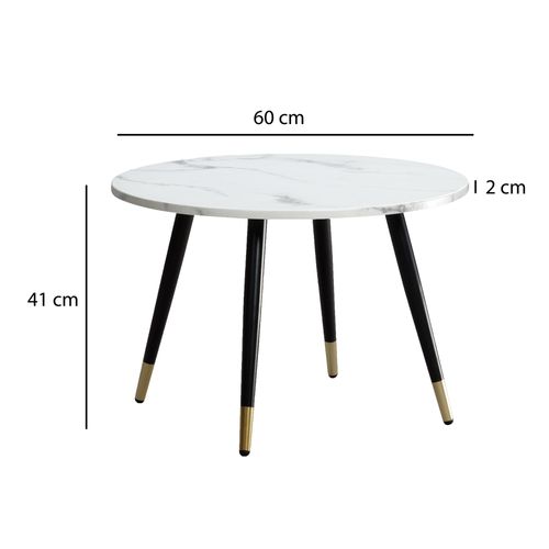 Table Basse Café De Salon Canapé Aspect Marbre 60 Cm Ronde Moderne Blanc