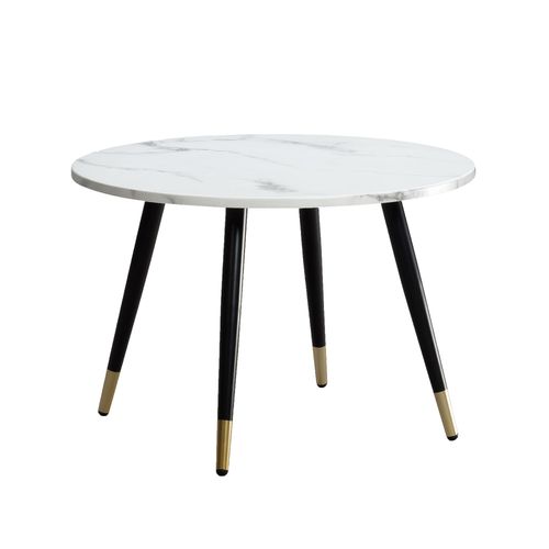 Table Basse Café De Salon Canapé Aspect Marbre 60 Cm Ronde Moderne Blanc