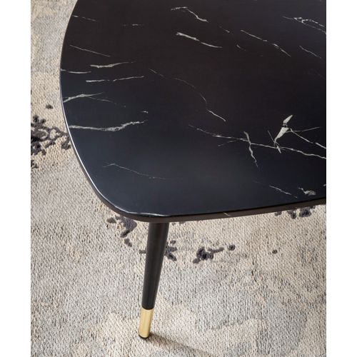 Table Basse 90x60x41 Cm Aspect Marbre Table De Salon Moderne Trépied Noir