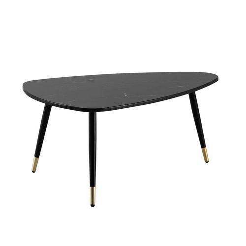 Table Basse 90x60x41 Cm Aspect Marbre Table De Salon Moderne Trépied Noir