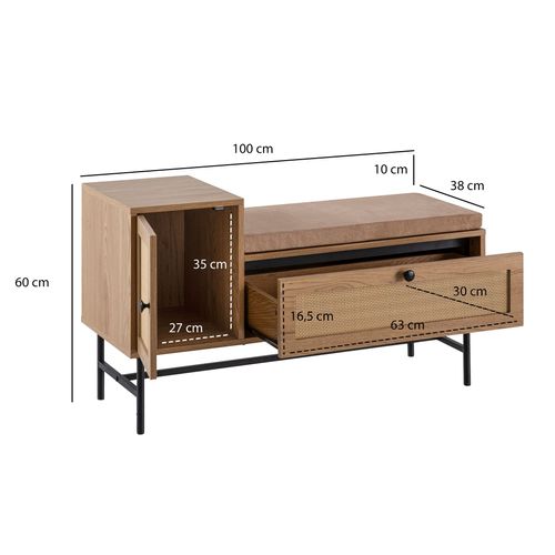 Banc De Rangement à Chaussure Entrée 100 Cm Étagère à Chaussures Chêne