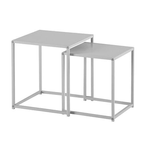 Tables Gigognes Métal Blanc Noir Table D'appoint Basse Moderne Lot De 2