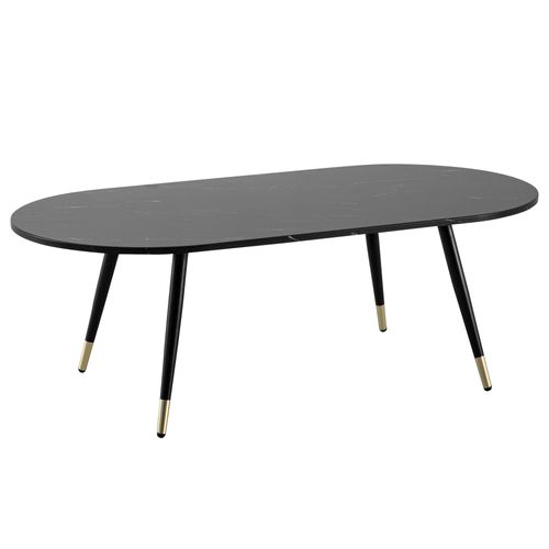 Table Basse 120x60x41,5 Cm Aspect Marbre Grande Table De Salon Moderne Noir