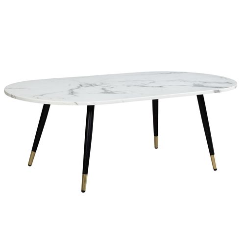 Table Basse 120x60x41,5 Cm Aspect Marbre Grande Table De Salon Moderne Blanc