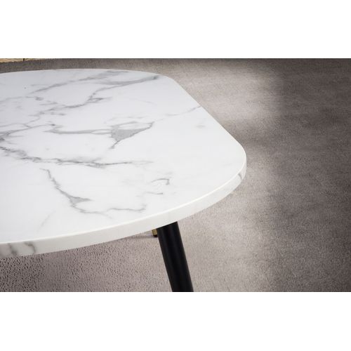 Table Basse 120x60x41,5 Cm Aspect Marbre Grande Table De Salon Moderne Blanc
