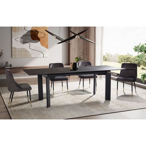 Table De Salle à Manger 180 - 240 Cm Extensible Céramique Grande Moderne Noir