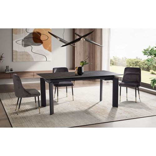 Table De Salle à Manger 180 - 240 Cm Extensible Céramique Grande Moderne Noir