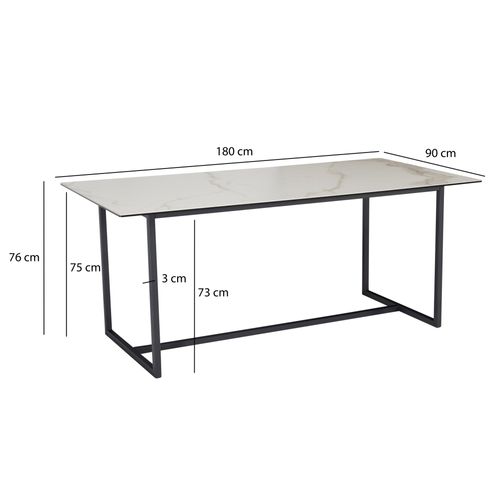 Table De Salle à Manger Cuisine 180 Cm Céramique Verre Grande Moderne Blanc