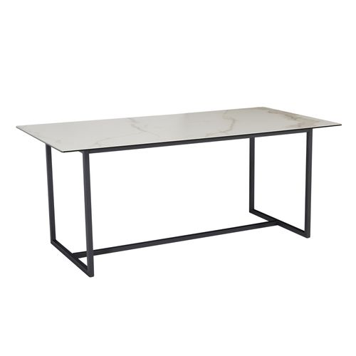 Table De Salle à Manger Cuisine 180 Cm Céramique Verre Grande Moderne Blanc