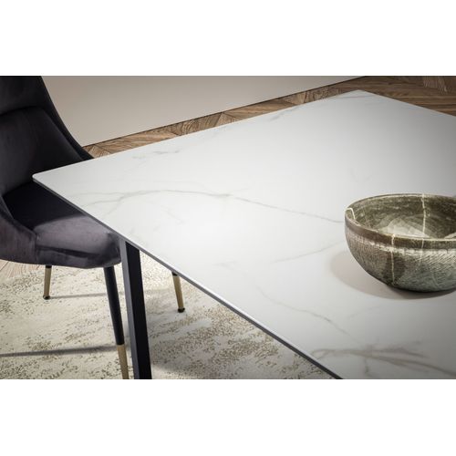 Table De Salle à Manger Cuisine 180 Cm Céramique Verre Grande Moderne Blanc