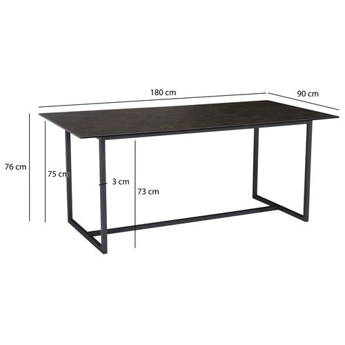Table De Salle à Manger Cuisine 180 Cm Céramique Verre Grande Moderne Noir