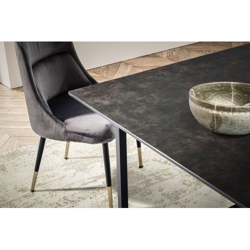 Table De Salle à Manger Cuisine 180 Cm Céramique Verre Grande Moderne Noir