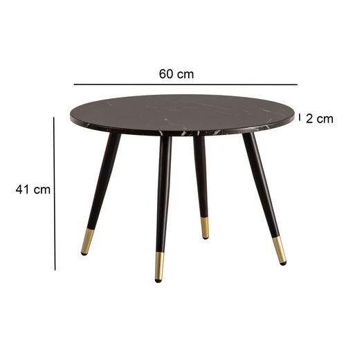 Table Basse Café De Salon Canapé Aspect Marbre 60 Cm Ronde Moderne Noir