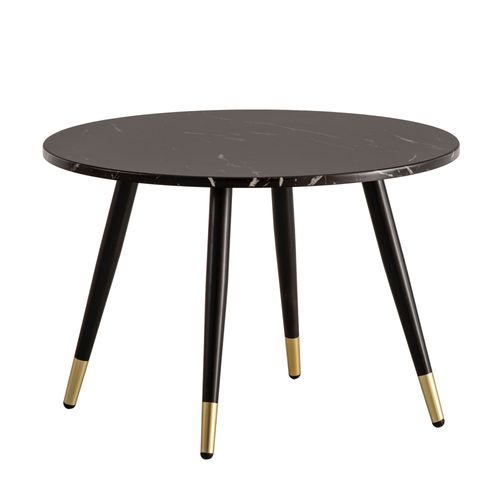 Table Basse Café De Salon Canapé Aspect Marbre 60 Cm Ronde Moderne Noir