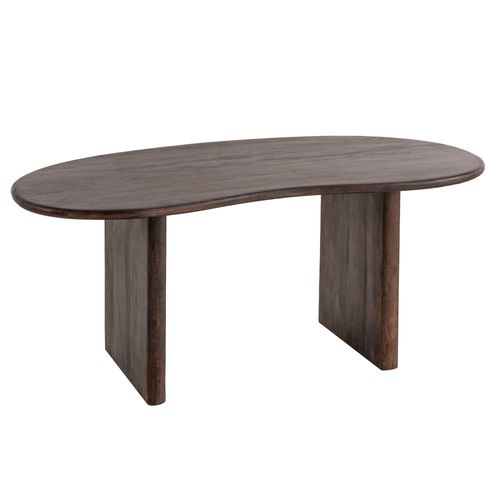 Bureau 180 Cm Table D’ordinateur Bois Massif D'acacia Forme De Rein