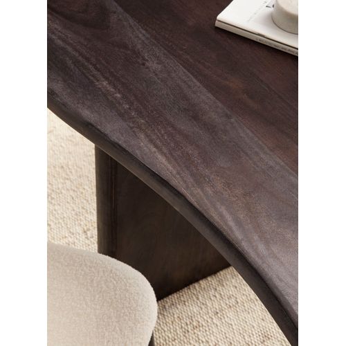 Bureau 180 Cm Table D’ordinateur Bois Massif D'acacia Forme De Rein