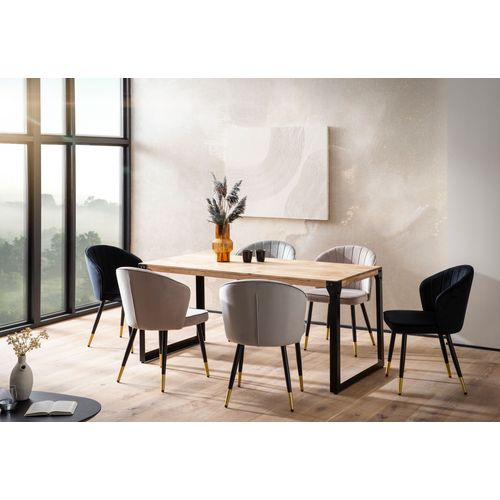 Table De Salle à Manger Bois Massif Métal Industriel Cuisine Grande Marron