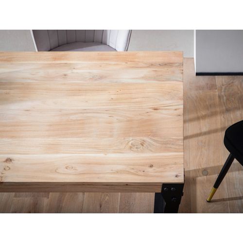 Table De Salle à Manger Bois Massif Métal Industriel Cuisine Grande Marron