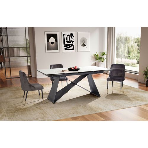 Table De Salle à Manger 180 - 260 Cm Extensible Céramique Grande Moderne Blanc