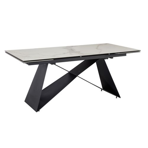 Table De Salle à Manger 180 - 260 Cm Extensible Céramique Grande Moderne Blanc