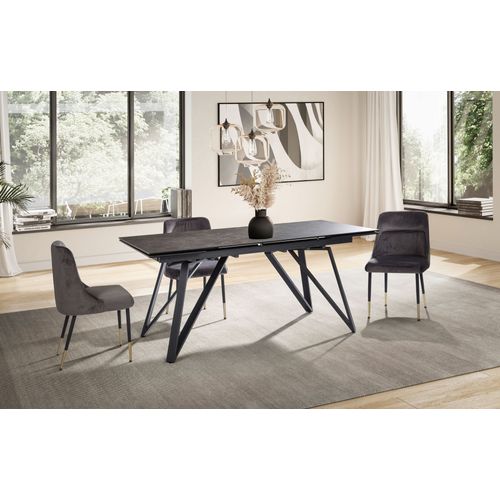 Table De Salle à Manger 180 - 260 Cm Extensible Céramique Grande Moderne Noir