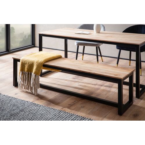 Banc Salle à Manger Cuisine Bois Massif D’acacia Métal Style Industriel 160 Cm