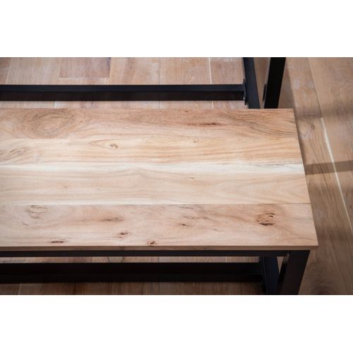 Banc Salle à Manger Cuisine Bois Massif D’acacia Métal Style Industriel 160 Cm