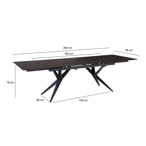 Table De Salle à Manger 180 - 260 Cm Extensible Céramique Grande Moderne Noir