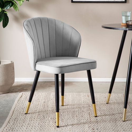 Lot De 2 Chaises De Salle à Manger Cuisine Velours Scandinave Coque Gris