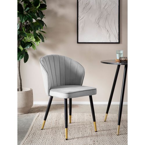 Lot De 2 Chaises De Salle à Manger Cuisine Velours Scandinave Coque Gris