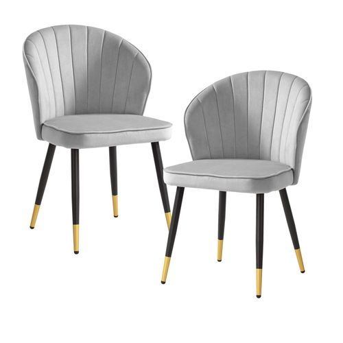 Lot De 2 Chaises De Salle à Manger Cuisine Velours Scandinave Coque Gris