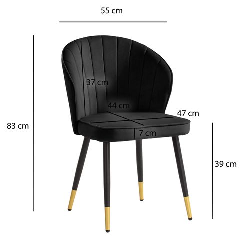 Lot De 2 Chaises De Salle à Manger Cuisine Velours Scandinave Coque Noir