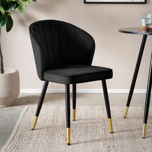 Lot De 2 Chaises De Salle à Manger Cuisine Velours Scandinave Coque Noir