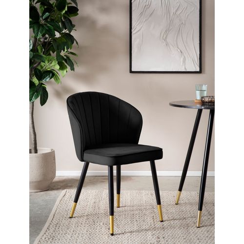 Lot De 2 Chaises De Salle à Manger Cuisine Velours Scandinave Coque Noir