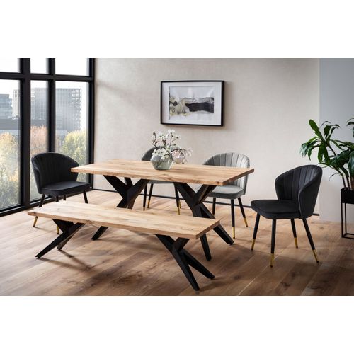 Table De Salle à Manger Cuisine Bois Massif Métal Grande Industriel 200 Cm