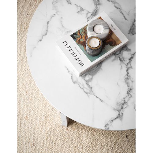 Table Basse Canapé De Salon 70 Cm Grande Ronde Moderne Contemporain Blanc