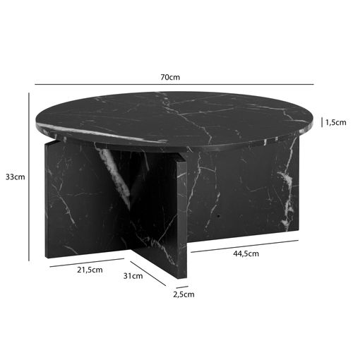 Table Basse Canapé De Salon 70 Cm Grande Ronde Moderne Contemporain Noir