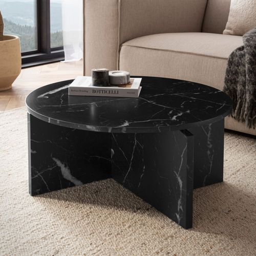 Table Basse Canapé De Salon 70 Cm Grande Ronde Moderne Contemporain Noir