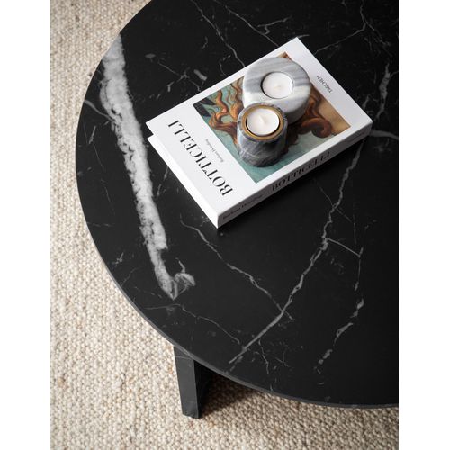 Table Basse Canapé De Salon 70 Cm Grande Ronde Moderne Contemporain Noir